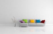 bright colored minimalist living room